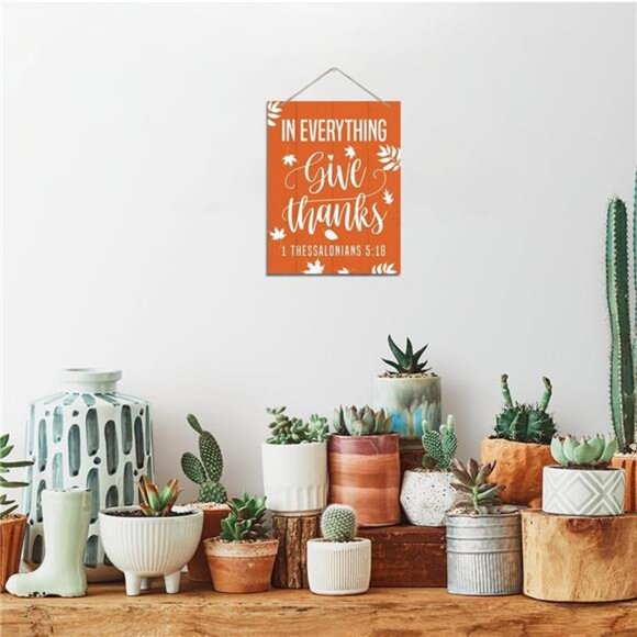 Thanksgiving Decor, Fall Decoration, Rustic Hanging Wood Plaque Sign - Picture 2 of 7